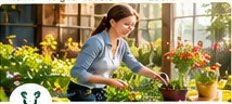 Woman gardening at home