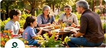 Family enjoying an outdoor meal