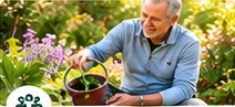 Grandfather gardening